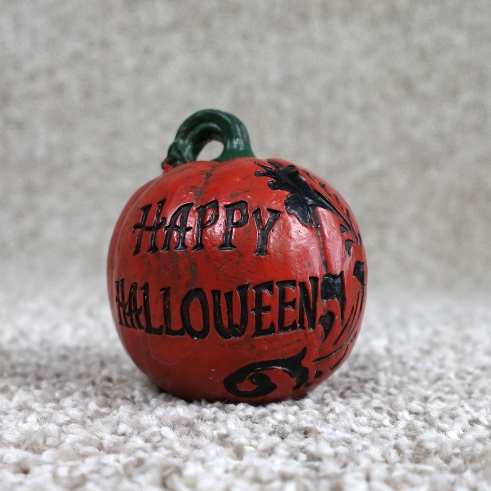 Happy Halloween Miniature Pumpkin Decoration Orange Black Spooky Fall Accent